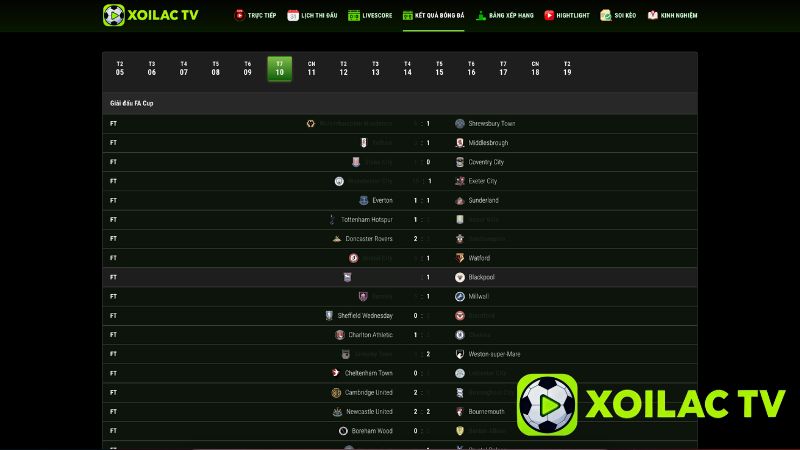 Kết quả bóng đá cập nhật nhanh chóng và chính xác tại Xoilac TV