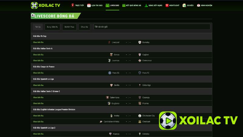 Tỷ số trực tiếp – Theo sát diễn biến, không bỏ lỡ khoảnh khắc quan trọng